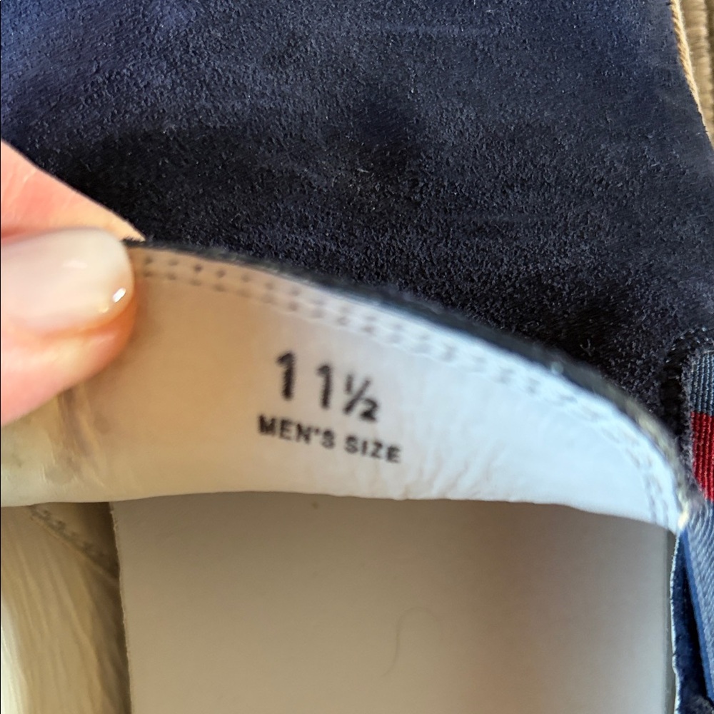 Tod's Navy Suede Slip-On Loafers with Red & Blue Webbing - Picture 8 of 9